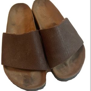 Birk's Oahu Vegan Sandals Brown Slip On Slides Womens 6 EU 37